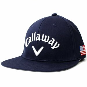 新品 キャロウェイ ゴルフ メンズ キャップ 帽子 Callaway GOLF フリーサイズ 平ツバ ロゴ 刺繍 オールシーズン対応 紺 ◆CG2296