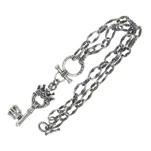 ROYAL ORDER ロイヤルオーダー LARGE KEY WITH CROWN ストーンカスタム Key ペンダント ネックレス 50センチ シルバー系【中古】