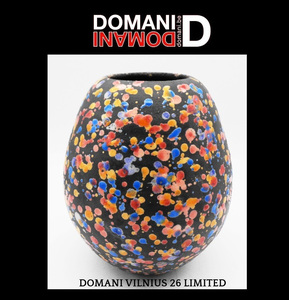 ＜DOMANI Collection＞未使用・廃盤ドマーニ花器＿DOMANI VILNIUS 26 Limited①＿ドット柄セラミック花瓶