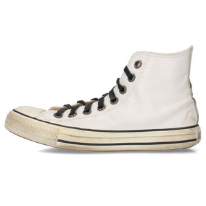 クロムハーツ スニーカー CH CONVERSE LEATHER サイズ:26.5cm シルバー装飾クロスパッチ付きレザーハイカットスニーカー 中古 SJ02