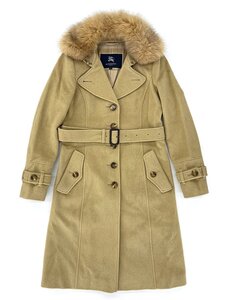 BURBERRY LONDON/バーバリー ロンドン アンゴラ 羊毛 フォックスファーコート キャメル サイズ36 FN055-941-50