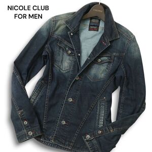 NICOLE CLUB FOR MEN ニコルクラブ フォーメン USED加工★ スリム デニム ジャケット Gジャン Sz.46 メンズ　C5T00088_1#C