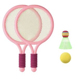 子供用　バドミントン　ラケット　軽量　テニス　ポータブル　スポーツ　アウトドア　Pink