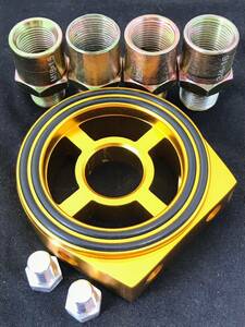 オイルブロック 油温計 油圧計 サンドイッチ型 センサー 1/8 エクシーガ R1 R2 WRX ヴィヴィオ サンバー ハイゼット 金属 ゴールド