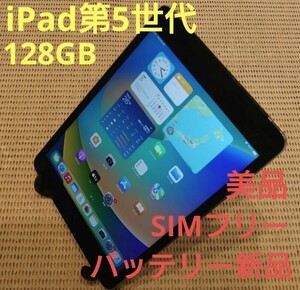 国内版SIMフリー美品iPad第5世代(A1823)本体バッテリー新品128GBグレイ完動品動作確認済み1円スタート送料無料