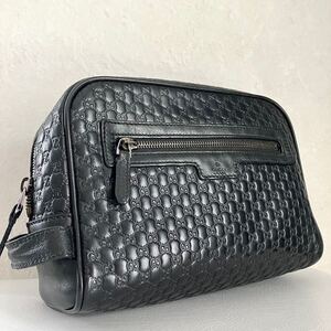 【極上品!! 最高級!!】GUCCI グッチ マイクロシマ クラッチバッグ セカンドバック ハンド ビジネス レザー 本革 メンズ ブラック 黒 GG