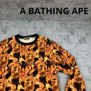 A BATHING APE アベイシングエイプ SS20 BAPE FLAME WIDE CREWNECK スウェット W15918