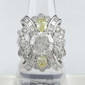 ダイヤモンド デザインリング プラチナ 指輪 メレダイヤ リング 18号 Pt900 ダイヤモンド メンズ 【中古】