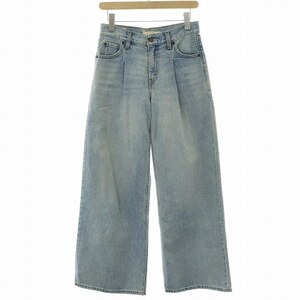 リーバイスプレミアム Levis PReMIUM デニムパンツ ジーンズ ワイド タック ジップフライ 革パッチ 牛革 W24 L30 水色 PC9-A9460-0000