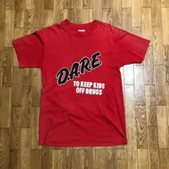 80〜90s USA製 Hanes D.A.R.E. Tシャツ 赤 M