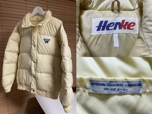  【必見です。80s 希少 激レア レトロ】Henke ヘンケ 日産 NISSAN ORIGINAL FASHION ダウン ジャケット サイズL クリーム系 日産コーエー