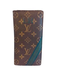 1円スタート LOUIS VUITTON ルイヴィトン M66540 モノグラム ポルトフォイユ ブラザ グリーンライン 二つ折り 長財布 ブラウン系