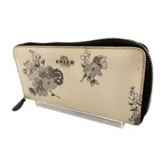 【ジャンク品】COACH コーチ　ラウンドジップ　長財布　花柄