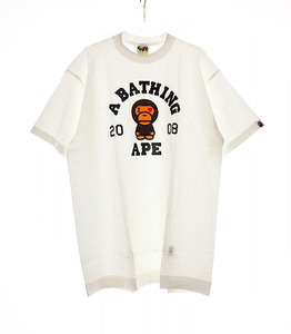 アベイシングエイプ A BATHING APE BABY MILO 2008 2 Tee L マイロ プリント カレッジ ロゴ カレンダー ハート アイラブ ホワイト 白240621