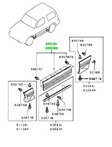 ★超希少 左右セット 未使用 純正 三菱 フロント ドア ガーニッシュ パジェロ V21W V23W V24W V25C V25W V26WG V43W V45W V46W V46WG V47WG