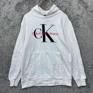 Calvin Klein Jeans カルバンクラインジーンズ スウェット パーカー プルオーバー サイズL ホワイト 白 レディース トップス 最落なし （E4