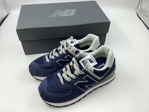 【1075】美品 NEW BALANCE ニューバランス WL574EVN 22.5㎝ レディース NAVY ネイビー スエード new balance 箱付き