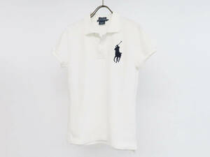 15489 美品 RALPH LAUREN ラルフローレン THE SKINNY POLO ビッグポニー 刺繍 ストレッチ 半袖 ポロシャツ カットソー コットン M 白 春夏