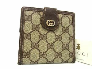 1円 GUCCI グッチ オールドグッチ ヴィンテージ GG柄 PVC×レザー 二つ折り 財布 ウォレット レディース メンズ ブラウン系 FC5655