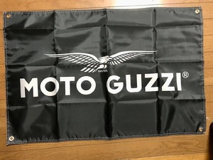 お部屋に・ガレージに　かっこいい！　MOTO GUZZI　モトグッチロゴ黒　通常サイズ　フラグ タペストリー　旗　送料サービス！