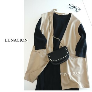 ルナシオン LUNACION 秋物♪ 2WAY ジレ×ノーカラー ジャケット size M ベージュ