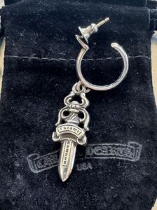 美品 CHROMEHEARTS クロムハーツ DAGGER NO5 ダガー フープ ピアス シルバー ①