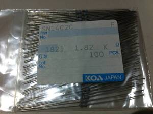 KOA SN14C2C 1/4w　1.82KΩ F ±1％ 100本1袋(14)