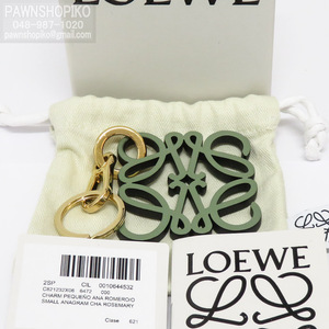 ロエベ LOEWE アナグラム チャーム／キーホルダー C821232X06 ローズマリー×ゴールド 良品 [質イコー]