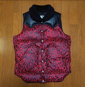 36 美品 Rocky Mountain × WACKO MARIA CHRISTY VEST ロッキーマウンテン ワコマリア クリスティベスト ダウンベスト レオパード ヒョウ柄