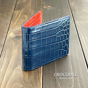 CROCODILE クロコダイル × アリゲーター コラボ マネークリップ ブルー タンジェリン スモールクロコダイル グレージング