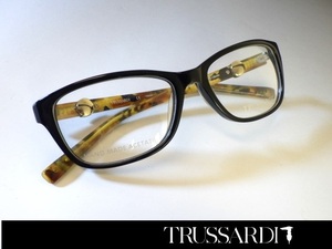 TRUSSARDI◆トラサルディ【メガネフレーム TR12537】新品 ブラック ハンドメイド◆純正ケース付◆眼鏡/めがね