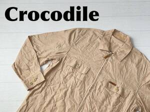 ☆送料無料☆ CROCODILE クロコダイル 古着 リネン混 ジップアップ ダブルポケット ジャケット メンズ L ベージュ 即決 中古