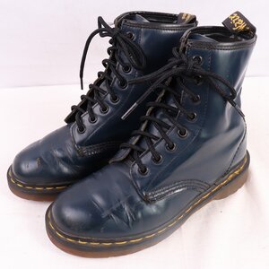 英国製 ドクターマーチン UK4 位/22.5cm-23.0cm 位/8ホール 紺 ネイビー ブーツ dr.martens ユニセックス レディース 中古 dh4153