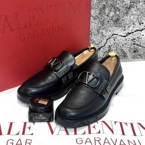 ☆超人気デザイン☆Valentino Garavani ヴァレンティノガラヴァーニ Vロゴ ロックスタッズ ローファー 極美品 黒 ブラック STUD V LOGO