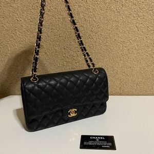 美品　 CHANEL シャネル マトラッセ ココマーク ダブルフラップ　キャビアスキン　 チェーンショルダーバッグ ゴールド金具