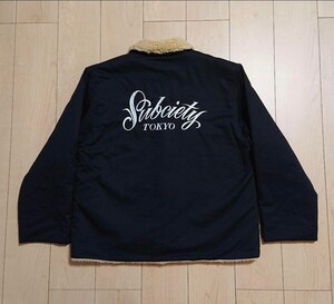 L 新品 Subciety ボアジャケット ブルゾン デッキジャケット ランチジャケット ランチコート サブサエティ ボア ジャケット 黒 ブラック