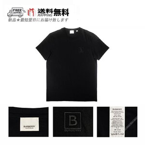 K390-BK-L.. BURBERRY バーバリー Tシャツ トップス クルーネック B ロゴ 刺繍 メンズ ★ ブラック