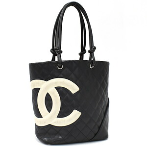 1円 ◎CHANEL シャネル トートバッグ ミディアム カンボンライン A25167 ココマーク レザー ブラック ホワイト◎E.Cgps.tI-11