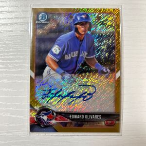 2018 Bowman Chrome Edward Olivares auto gold shimmer refractor 50枚限定