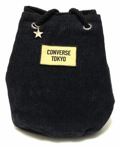 CONVERSE TOKYO 24081912 コンバース トーキョー 黒 巾着バッグ　ショルダーバッグ　コーデュロイ