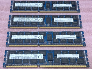 ◇SK hynix HMT42GR7AFR4A-PB 4枚セット *PC3L-12800R/DDR3L-1600 ECC REG/Registered 240Pin DDR3 RDIMM 64GB(16GB x4) 動作品