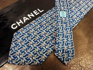 ★並品★4R01899【CHANEL】シャネル「人 CCロゴ 柄」ネクタイ