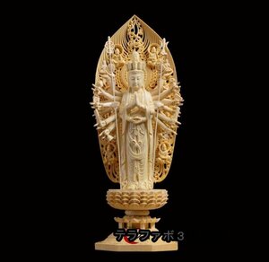 仏教美術 千手観音菩薩 精密彫刻 仏像 手彫り 木彫仏像 仏師手仕上げ品