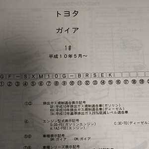 【パーツガイド】　トヨタ　ガイア　１０系　H10.5～　２００２年版 【絶版・希少】