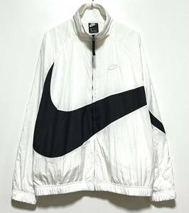 【美品】NIKE HBR STMT WOVEN JACKET BIG SWOOSH（XL）白／黒 ナイキ ビッグ スウッシュ ウーブン ナイロン ジャケット オーバー サイズ