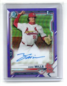 2021 Bowman Draft Baseball [ZANE MILLS] 1st bowman Purple Refractor Autograph (パープルリフラクター・直筆サイン)Card MLB RC