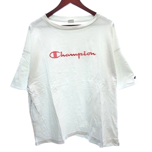 チャンピオン CHAMPION カットソー Tシャツ オブロングネック オーバーサイズ カットオフ ダメージ加工 刺繍 M 白 ホワイト /AU メンズ