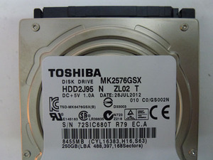 520205◆◇TOSHIBA MK2576GSX SATA 250GB 初期保有◇◆