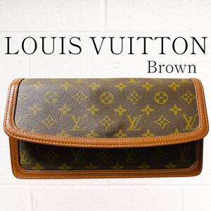 【良品】LOUIS VUITTON(ルイヴィトン) ポシェットダム GM セカンドバッグ 茶 ブラウン