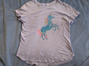 gap kids 薄紫地スパンコールＴシャツ ユニコーン　XL（150cm） 半袖Tシャツ 半袖 Tシャツ